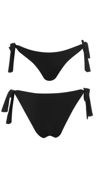 Chic black Nia Ribbon Tie Side Bikini Bottom for flattering, stylish beach looks.