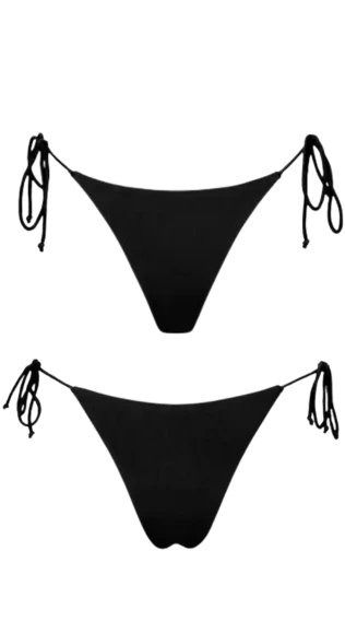 Classic black tie side bikini bottom for a flattering and customizable beach look.